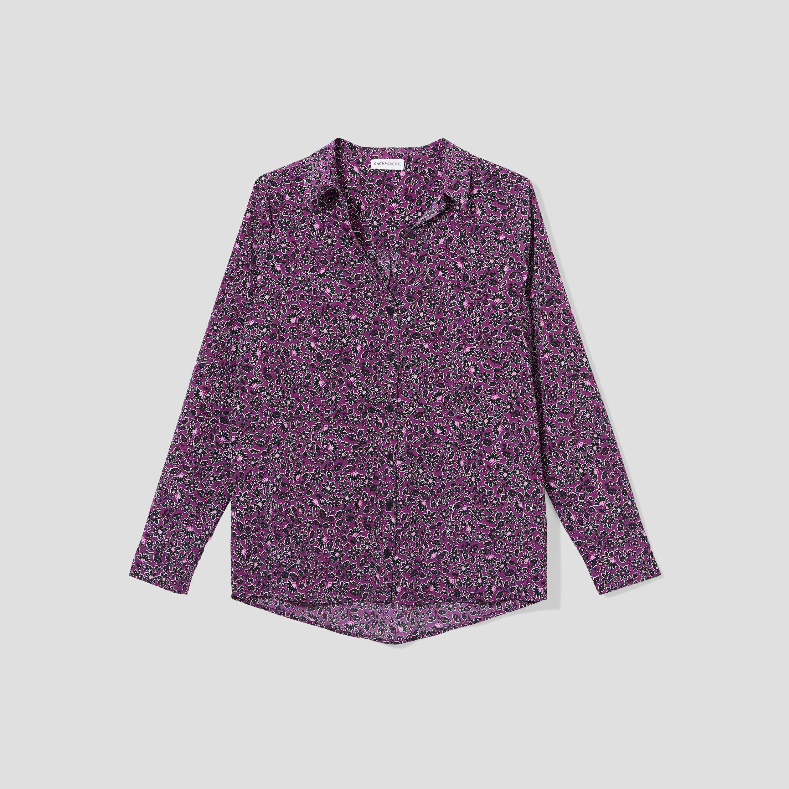 Chemise à manches longues prune femme | Cache Cache