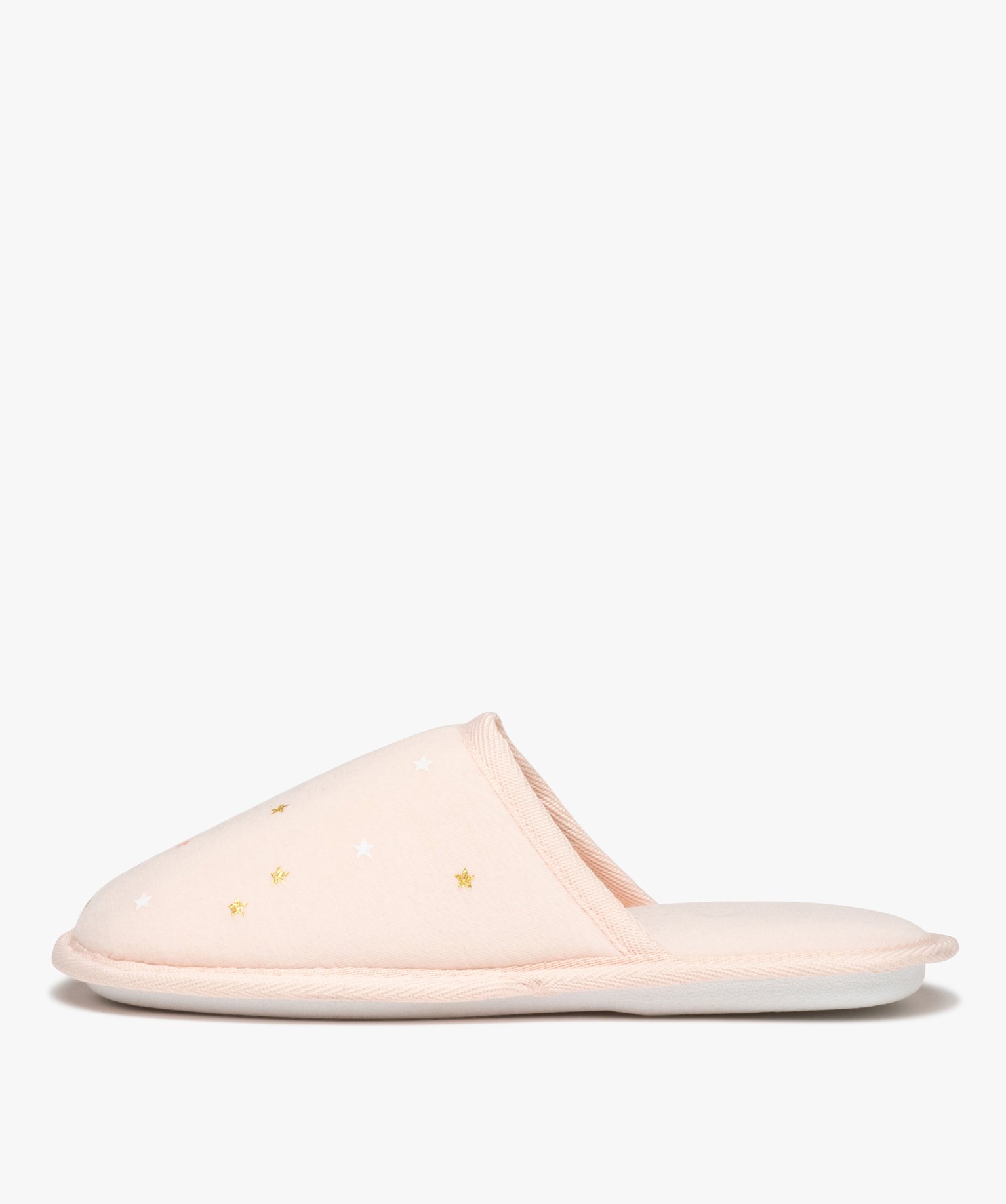 Chaussons femme mules plates en jersey à motifs étoilés rose | GEMO