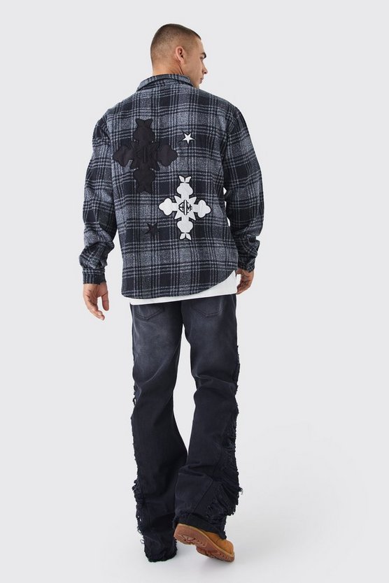 Oversize Karohemd mit gebleichtem Saum