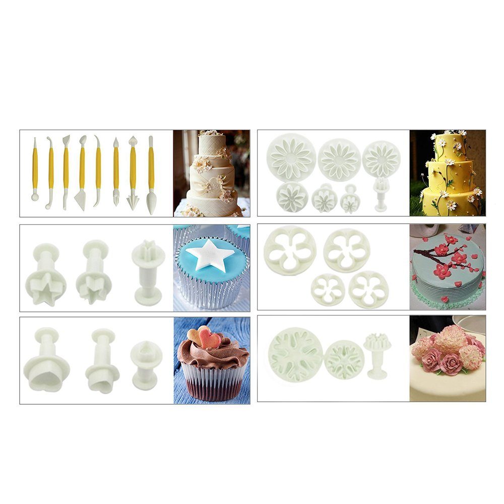Homewit Ausstechform Fondant Ausstecher Set Tortendeko für Buchstaben Premium Backzubehör, (Packung, 69-St), Weihnachtsdekoration Modellierwerkzeug tüv Kuchen, Torten, Cupcakes