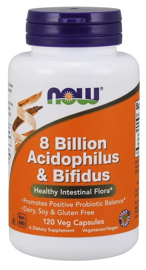Now Foods 8 Billion Acidophilus & Bifidus, додатак исхрани са живим културама, капсуле