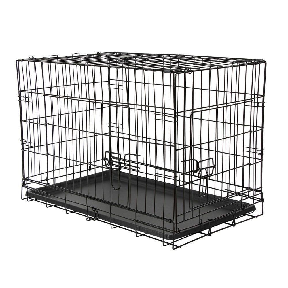 Melko Hundekäfig Transportbox Autotransportbox Hundetransportbox Falltbar in Schwarz oder Silber Drahtkäfig Hunde Gitterbox Hundekäfig Katze Transportkäfig Metall Tierkäfig, Rostbeständiger beschichteter Eisendraht