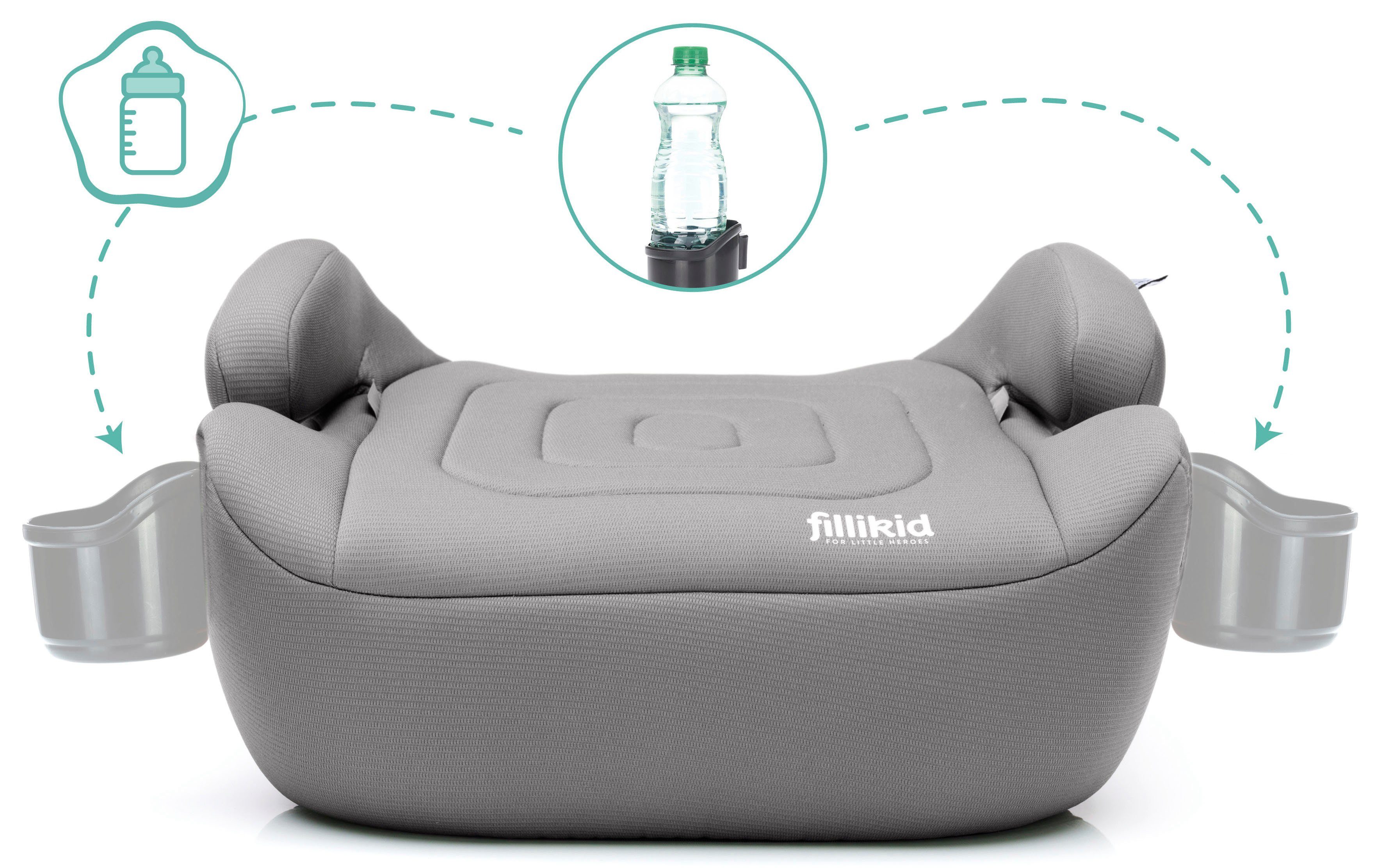 Fillikid Kindersitzerhöhung Flip Deluxe, Auto mit verlängerbarer Isofix i-size, ab: ab 6 Jahren, bis: bis 12 Jahre, 3 Farben erhältlich
