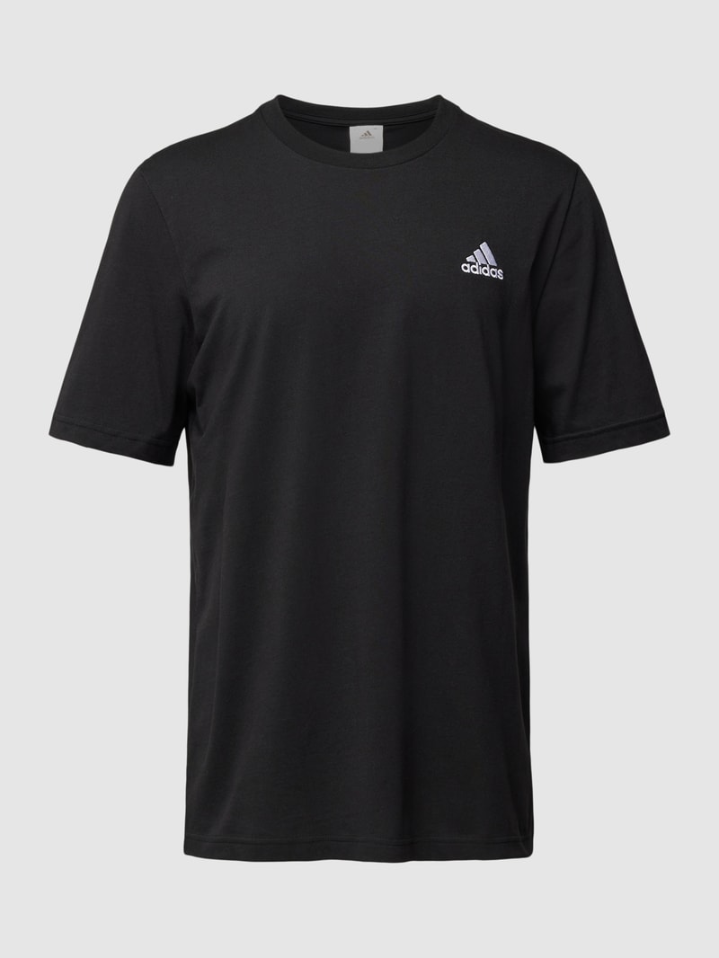 T-Shirt mit Label-Stitching in schwarz