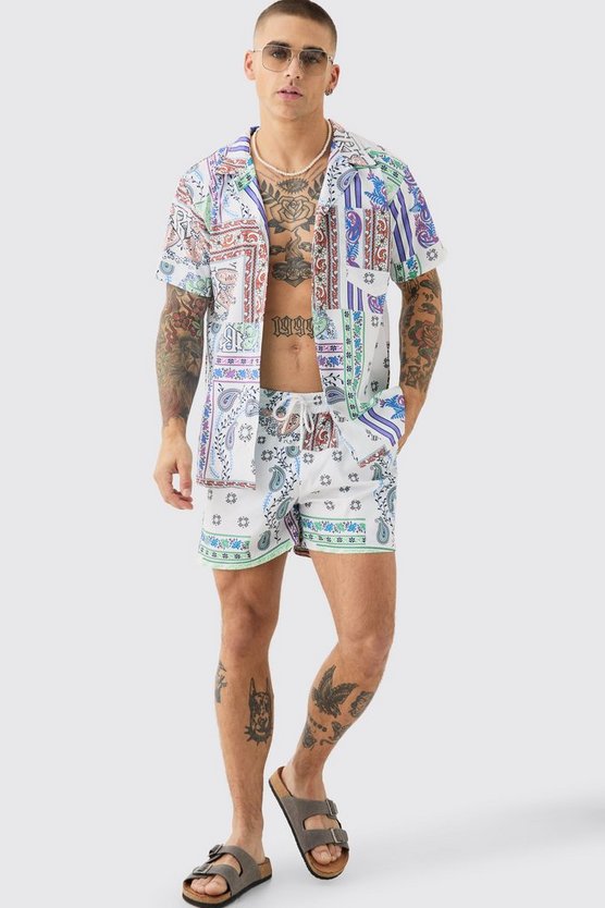 Ripstop Hemd & Shorts mit Bandana-Print
