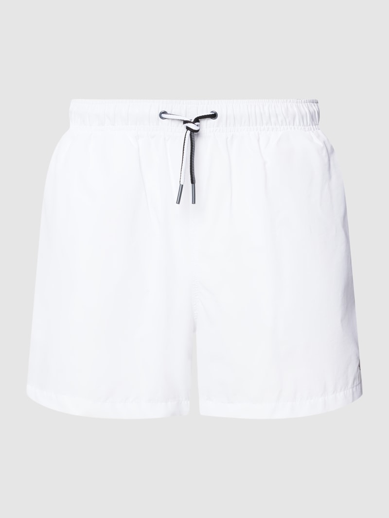 Badehose mit Label-Stitching Modell 'Gregory' in weiß