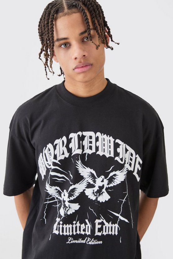 Oversize T-Shirt mit Print und Vogel-Print