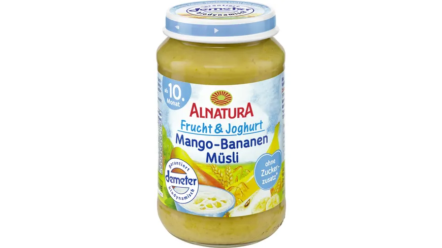 Alnatura Bio Frucht&Joghurt: Mango-Bananen-Müsli, Babygläschen (ab 10. Mon.) 190 g