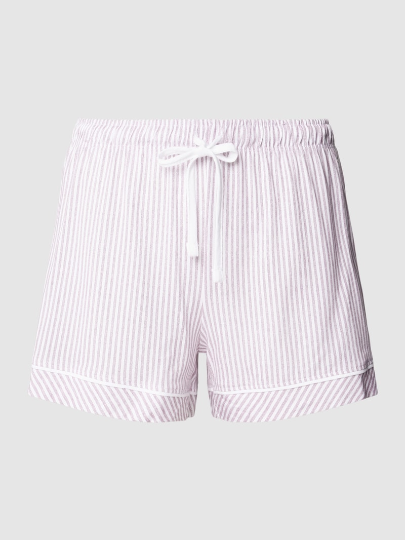 Pyjama-Shorts aus Baumwoll-Viskose-Mix mit Streifenmuster in bordeaux rot
