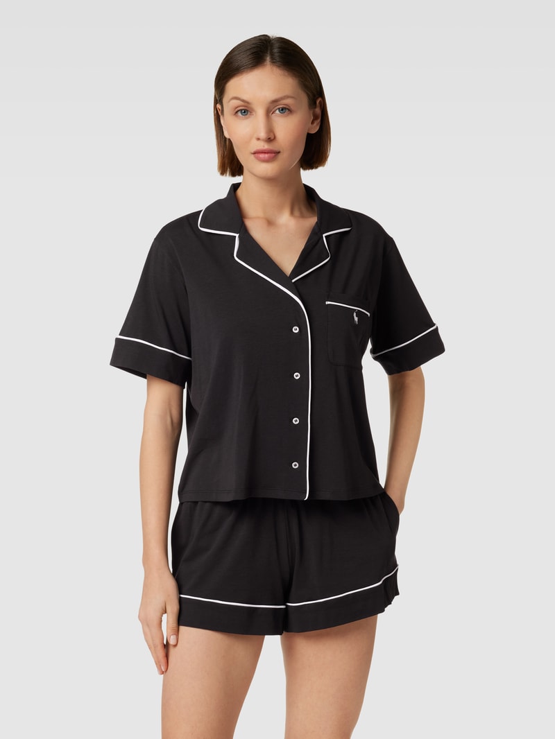 Pyjama mit Label-Stitching in schwarz