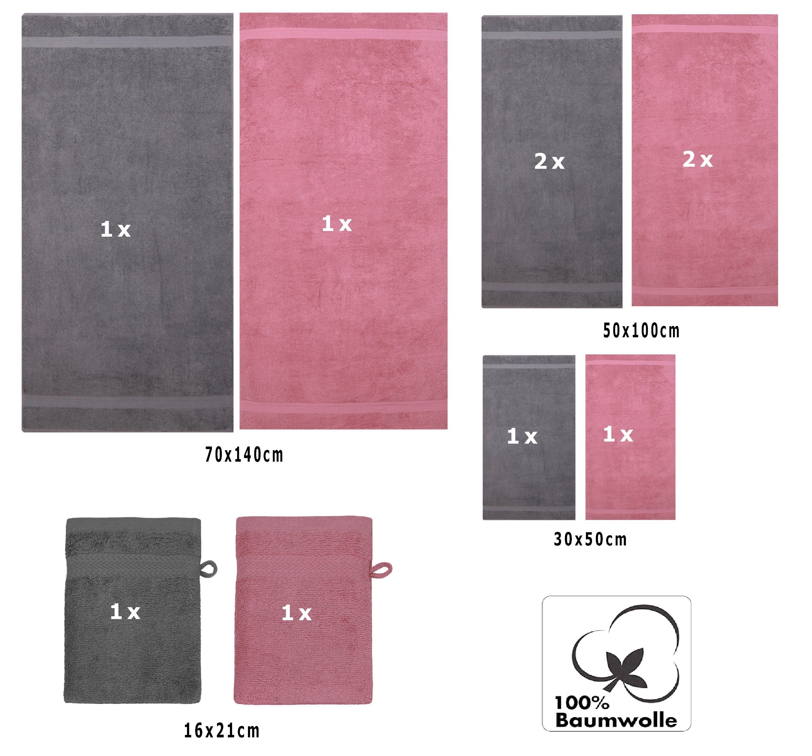 Betz Handtuch Set 10-TLG. Handtuch-Set Premium Farbe Altrosa & Anthrazit, 100% Baumwolle, (10-tlg)