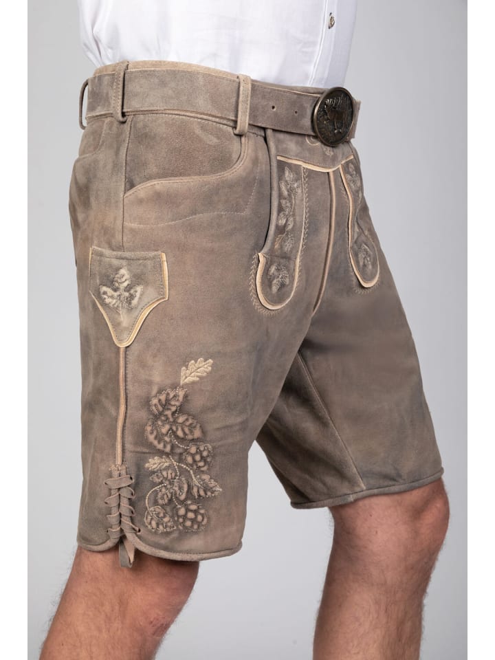 Edelnice Kurze Wildbock Lederhose Kare in grau günstig kaufen