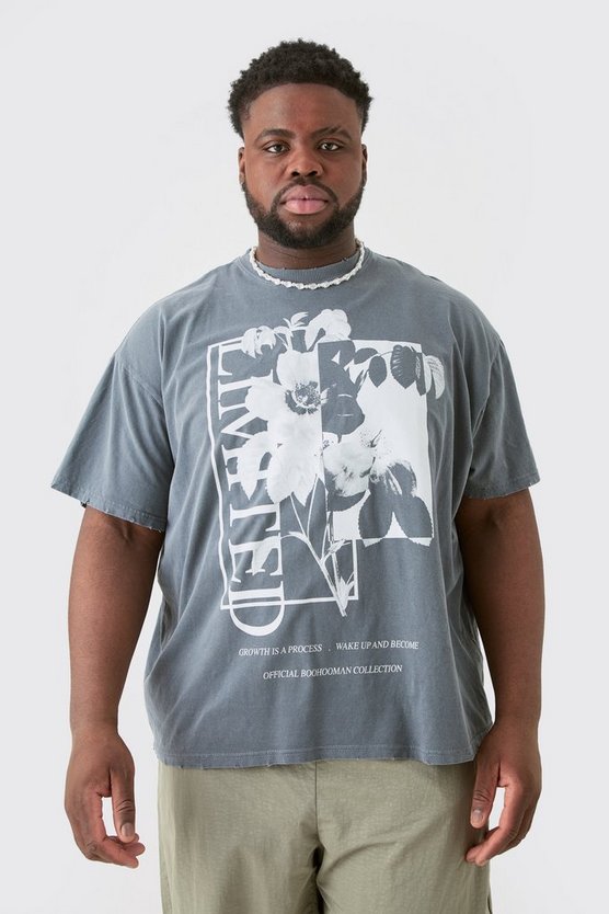Plus zerrissenes florales Oversize T-Shirt