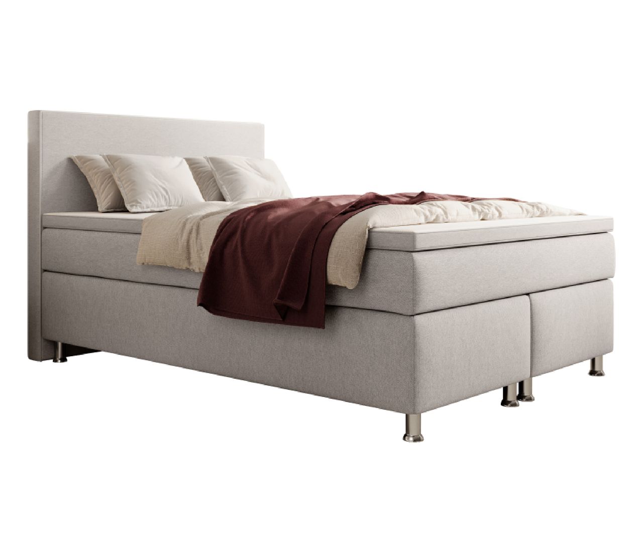 IHG Boxspringbett Gent 140x200 cm Webstoff Silbergrau