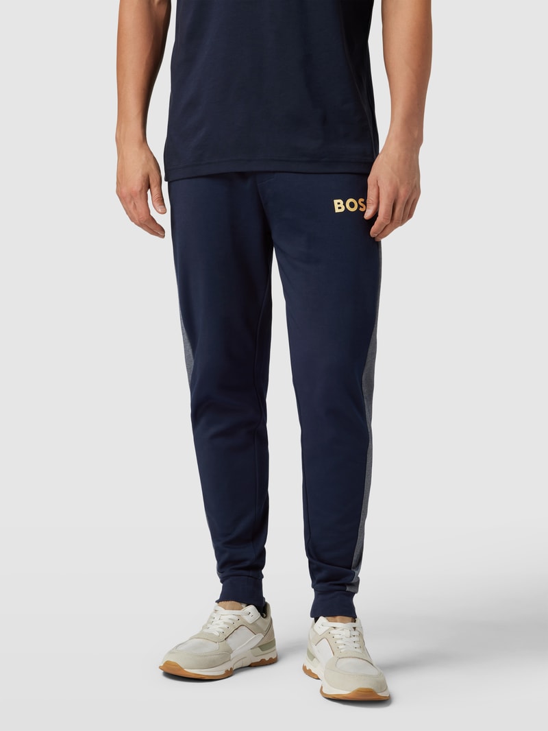 Sweatpants mit Logo-Print und elastischem Bund in dunkelblau