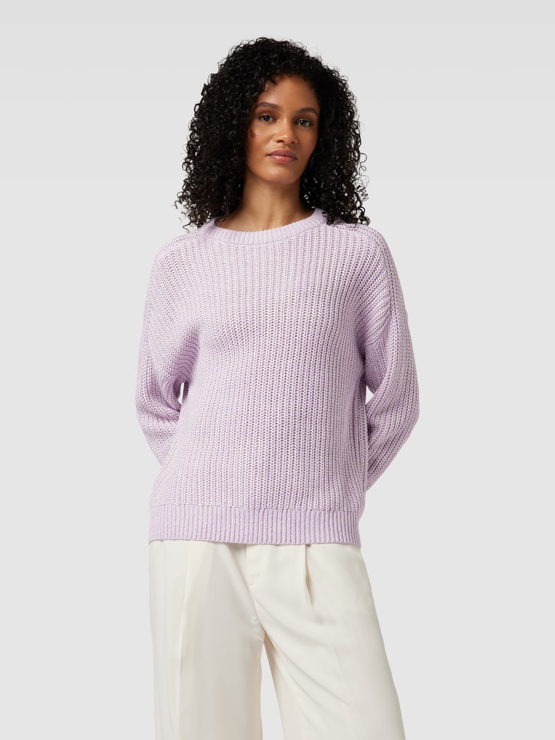 Strickpullover mit Rundhalsausschnitt Modell 'Remone' in flieder meliert