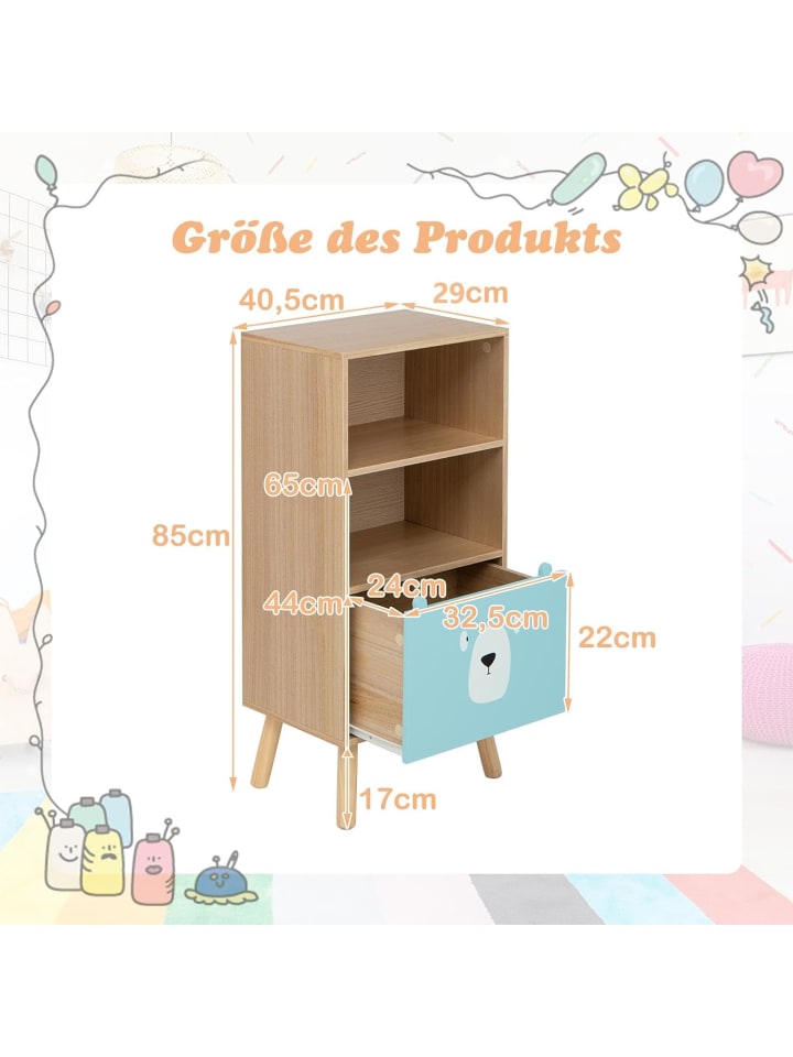 COSTWAY Bücherregal 3 Ebenen in Gelb günstig kaufen 85 cm