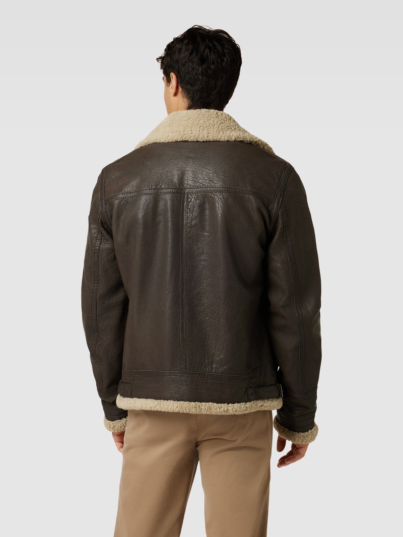 Lederjacke aus echtem Leder mit Label-Detail Modell 'MAIRFORCE' in mittelbraun