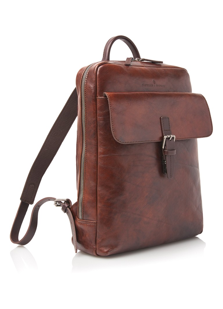 Rucsac Castelijn & Beerens Rien din piele cu compartiment pentru laptop de 15,6 inchi