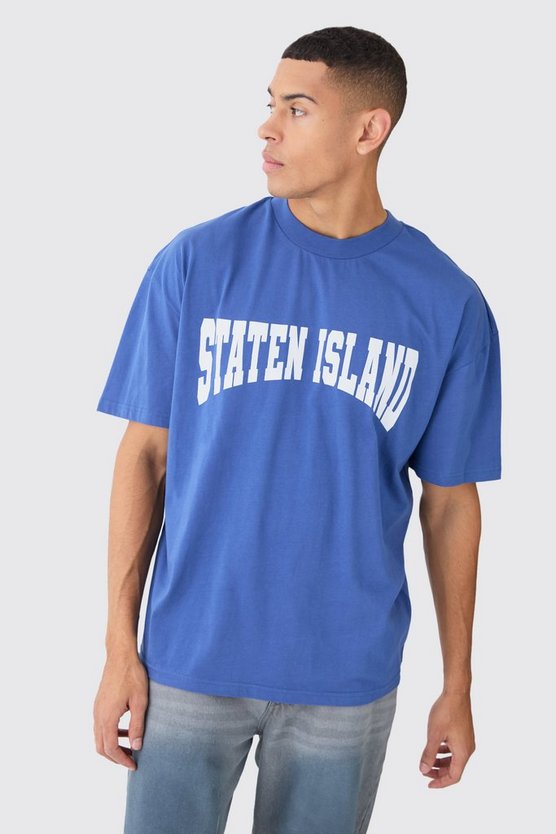 Oversize T-Shirt mit Staten Island Print
