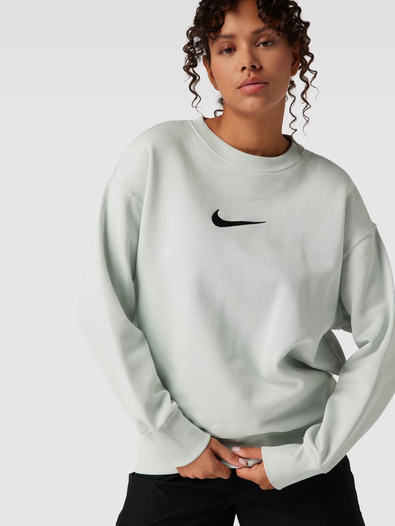 Sweatshirt mit Label-Stitching in hellgrau