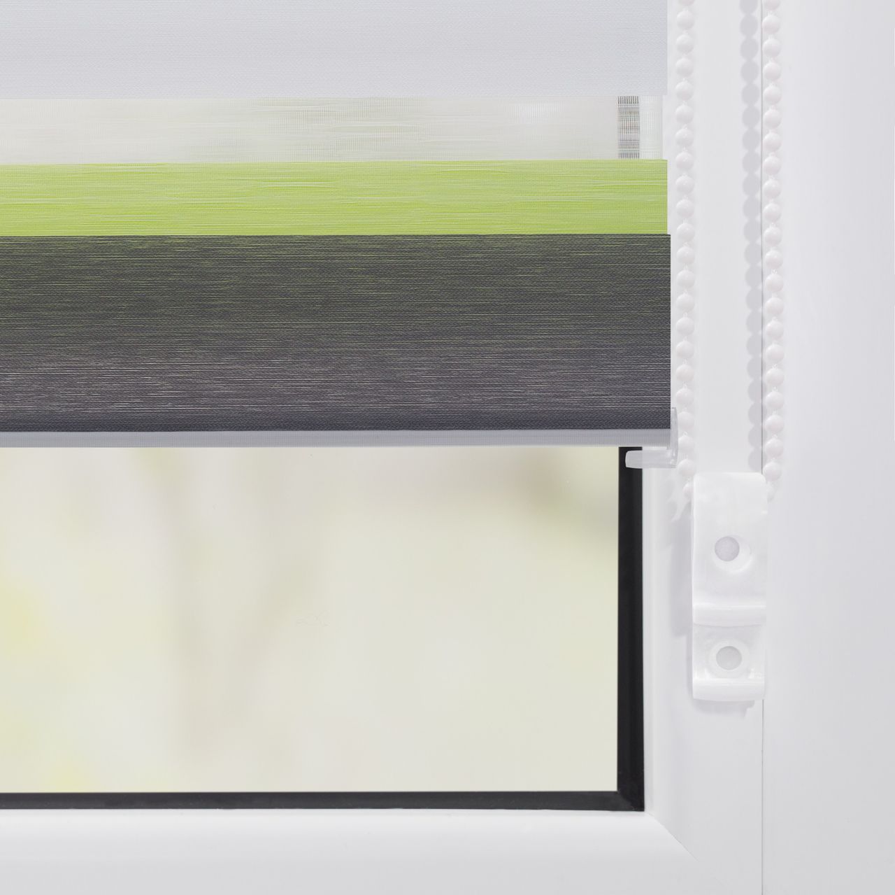 Lichtblick Duo-Rollo Klemmfix, ohne Bohren, Bunt - Grün - Grau - Anthrazit, 110 x 150 cm (B x L)
