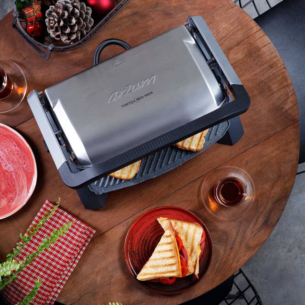 Arzum Sandwichmaker Tostçu Delux 1800W, Kontaktgrill Sandwichmaker Sandwich-Toaster, 1800,00 W