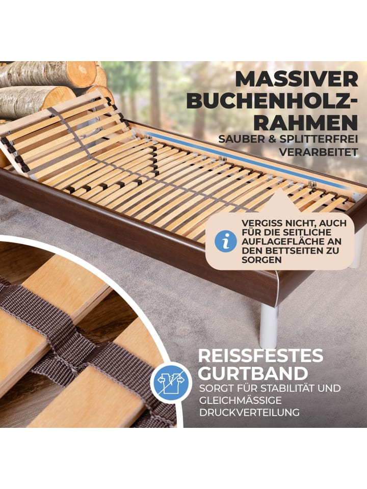 Coemo 7-Zonen Lattenrost Kopfteil verstellbar 90x200 cm in Natur günstig kaufen onesize