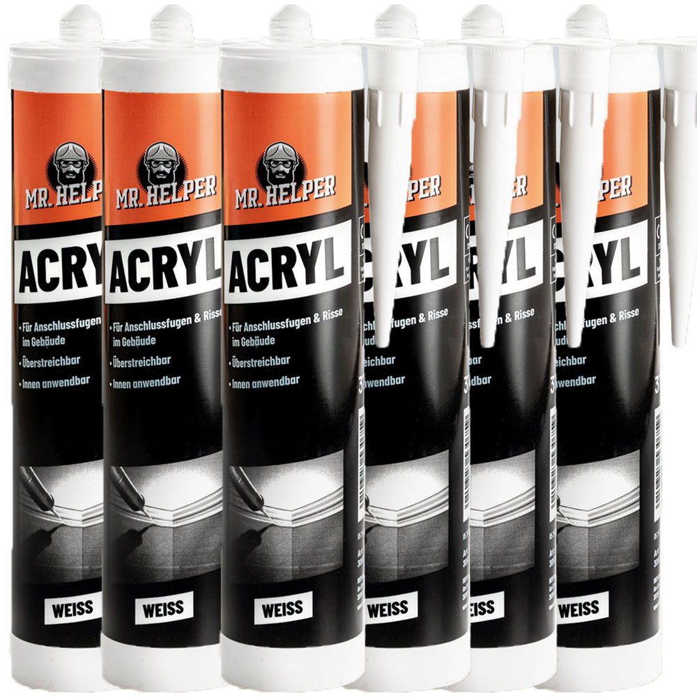 Mr Helper Acryl Dichtstoff, ca. 310 ml, Weiß - 6er-Set