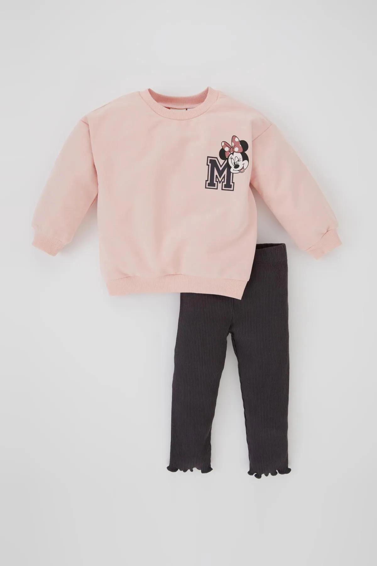 DeFacto  2-teiliges Set mit gerippten Camisole-Sweatshirt-Strumpfhosen von Disney Mickey & Minnie für Baby-Mädchen