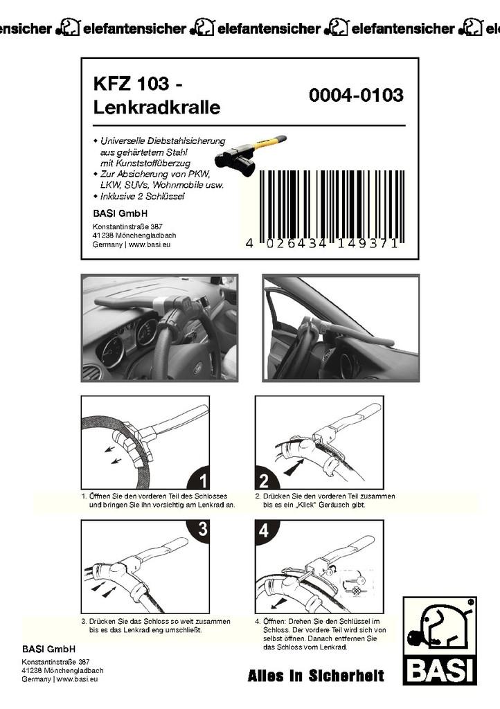 Basi KFZ 103 Lenkradkralle
