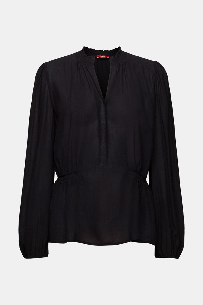 Crêpe-Bluse mit V-Ausschnitt