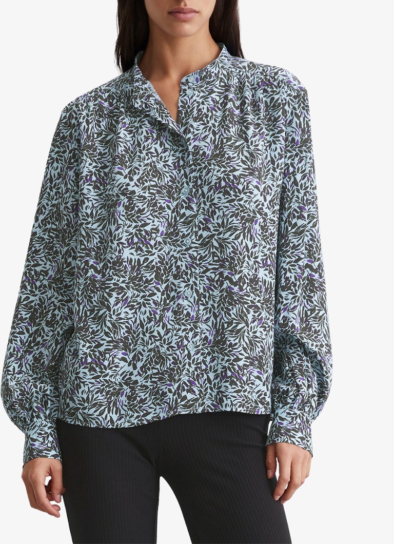 Marc O'Polo Denim Blouse with print and V-neck