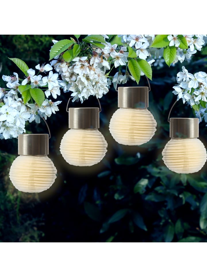 MARELIDA 4x LED Solar Mini Lampion Gartenlampion D: 7cm in weiß günstig kaufen onesize