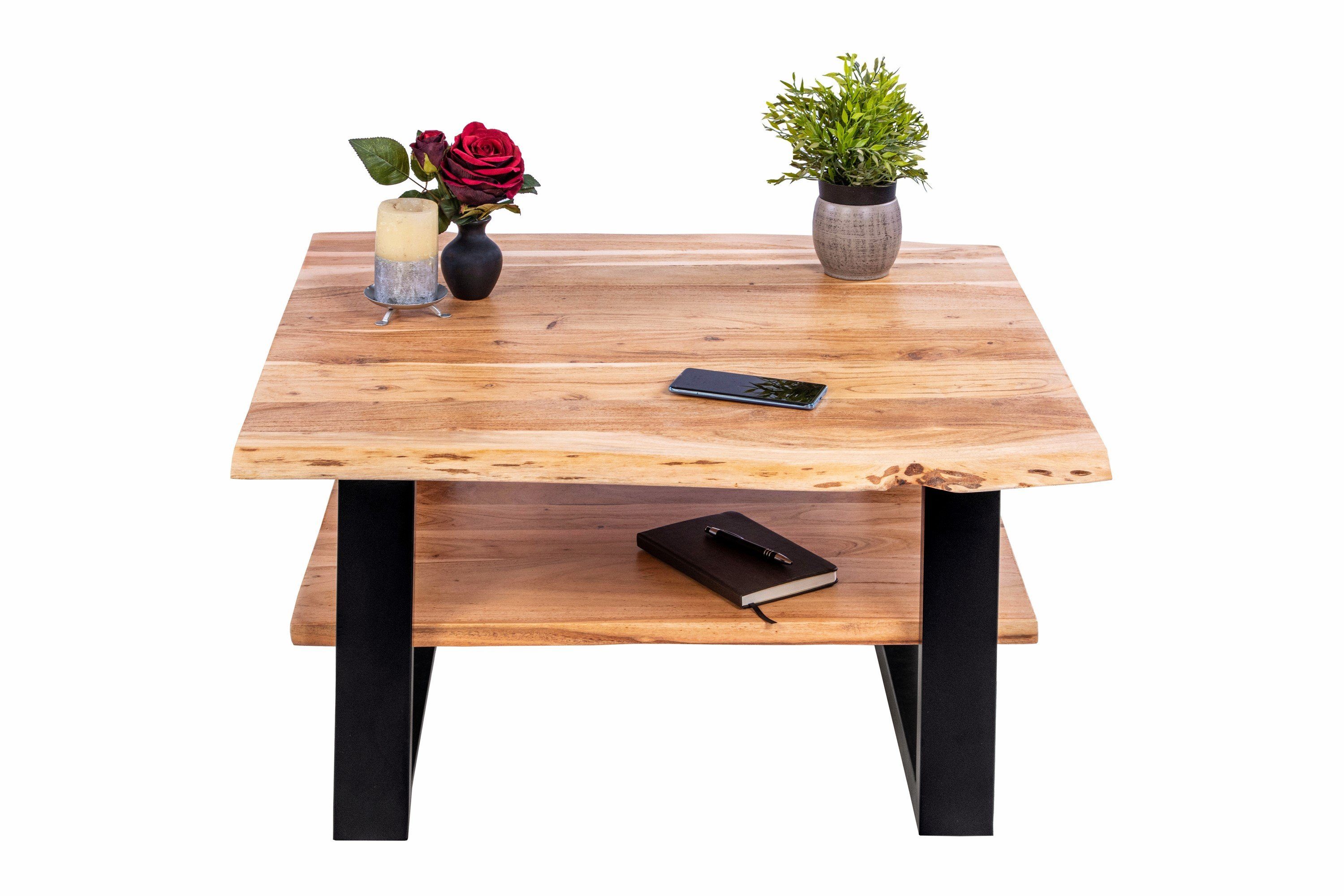 Junado® Couchtisch Patrick, Akazie Massivholz, Stärke Tischplatte 26mm, natürliche Baumkante