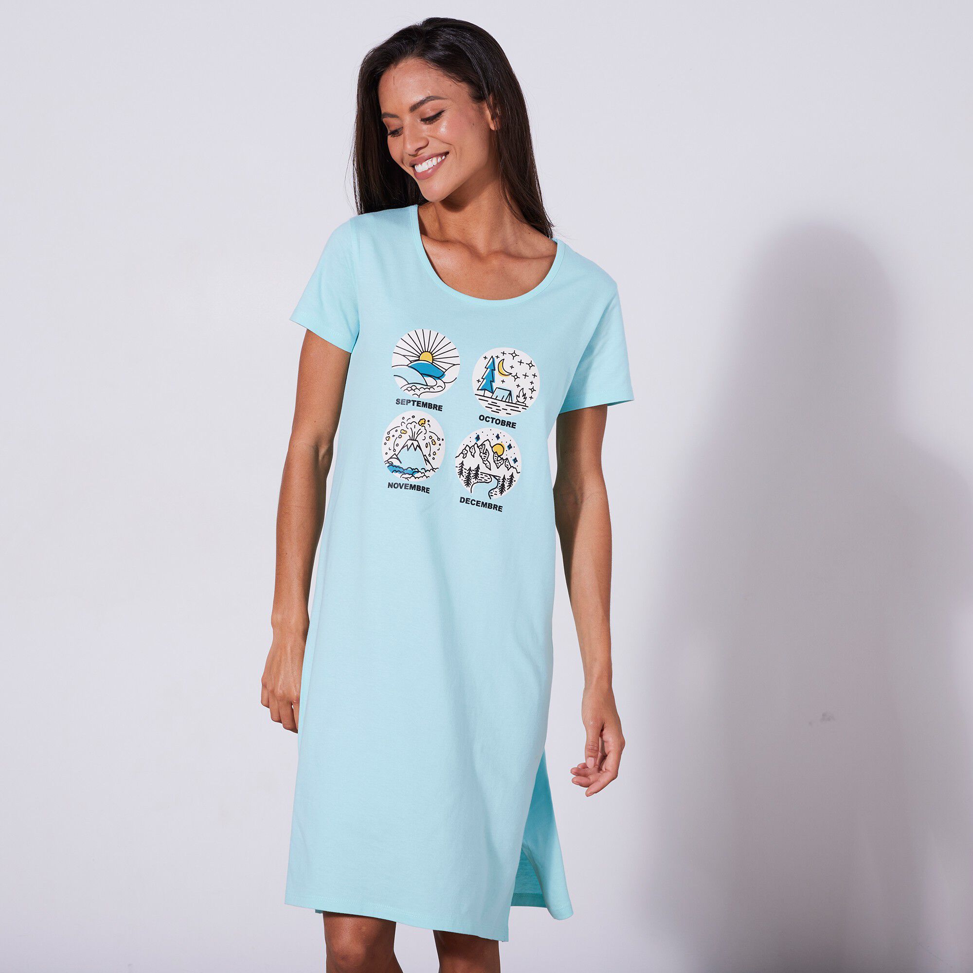 Chemise de nuit courte manches courtes avec « calendrier hivernal »