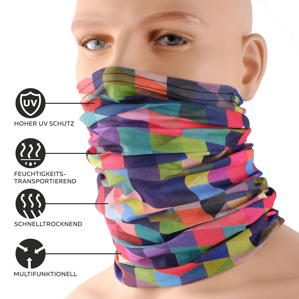 Hilltop Multifunktionstuch Halstuch Herren, Schlauchschal Damen, Bandana mit vernähten Saumkanten