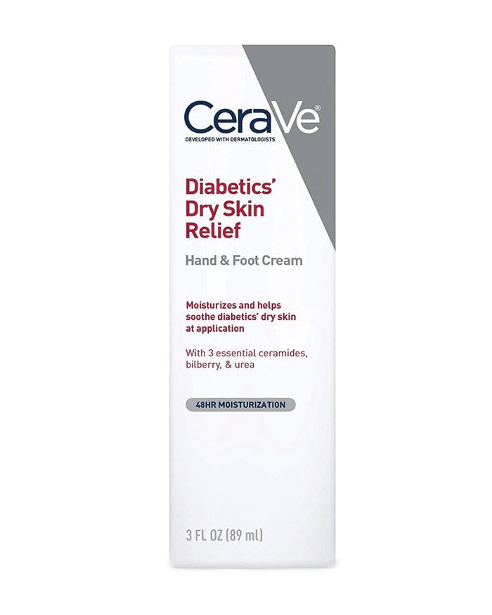 Crème hydratante pour les mains et les pieds des personnes diabétiques souffrant de sécheresse cutanée.