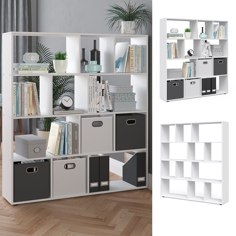 Vicco Raumteiler Bücherregal Standregal 12 Fächer Weiß
