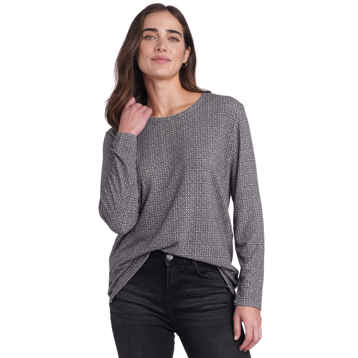 Damen Langarmshirt mit Allover-Muster