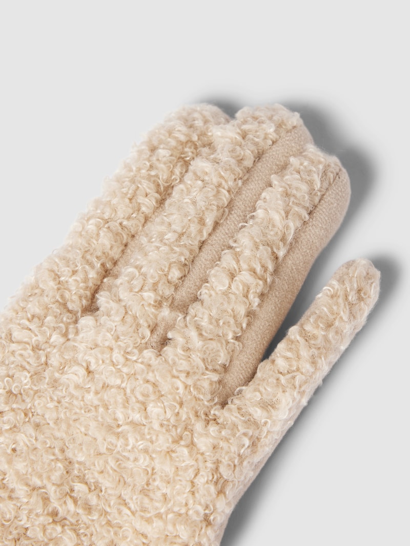 Hanschuhe mit Teddyfell in beige