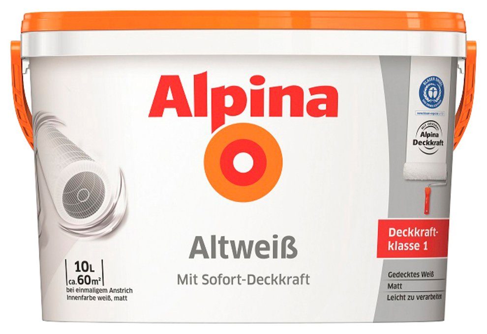 Alpina Wand- und Deckenfarbe Altweiß, matt, 10 Liter