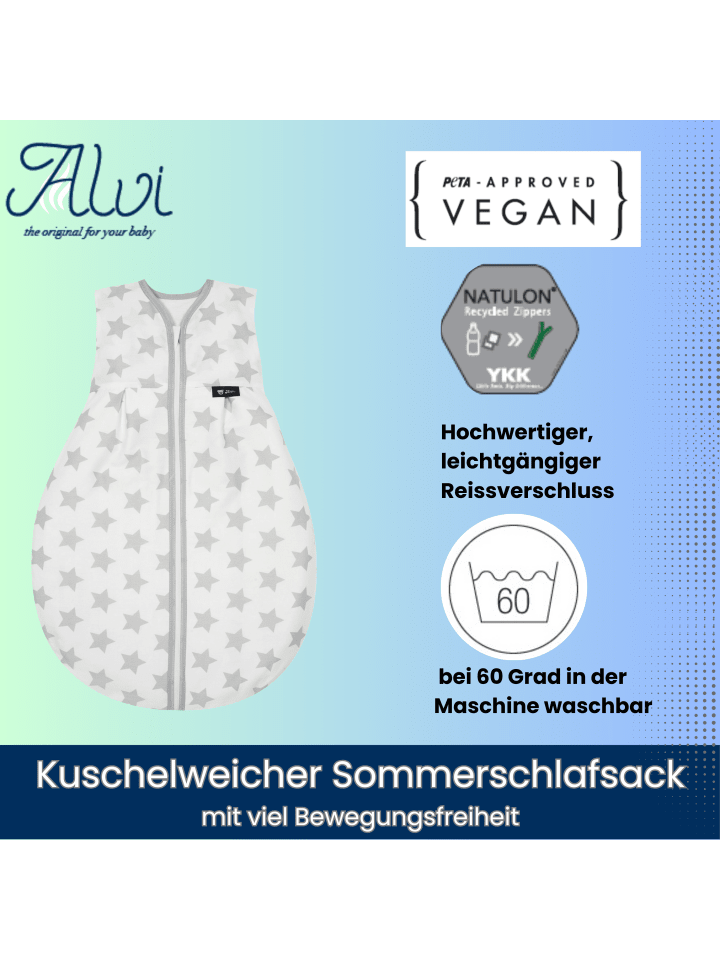 Alvi Baby Kugelschlafsack Molton in Stars Silber günstig kaufen