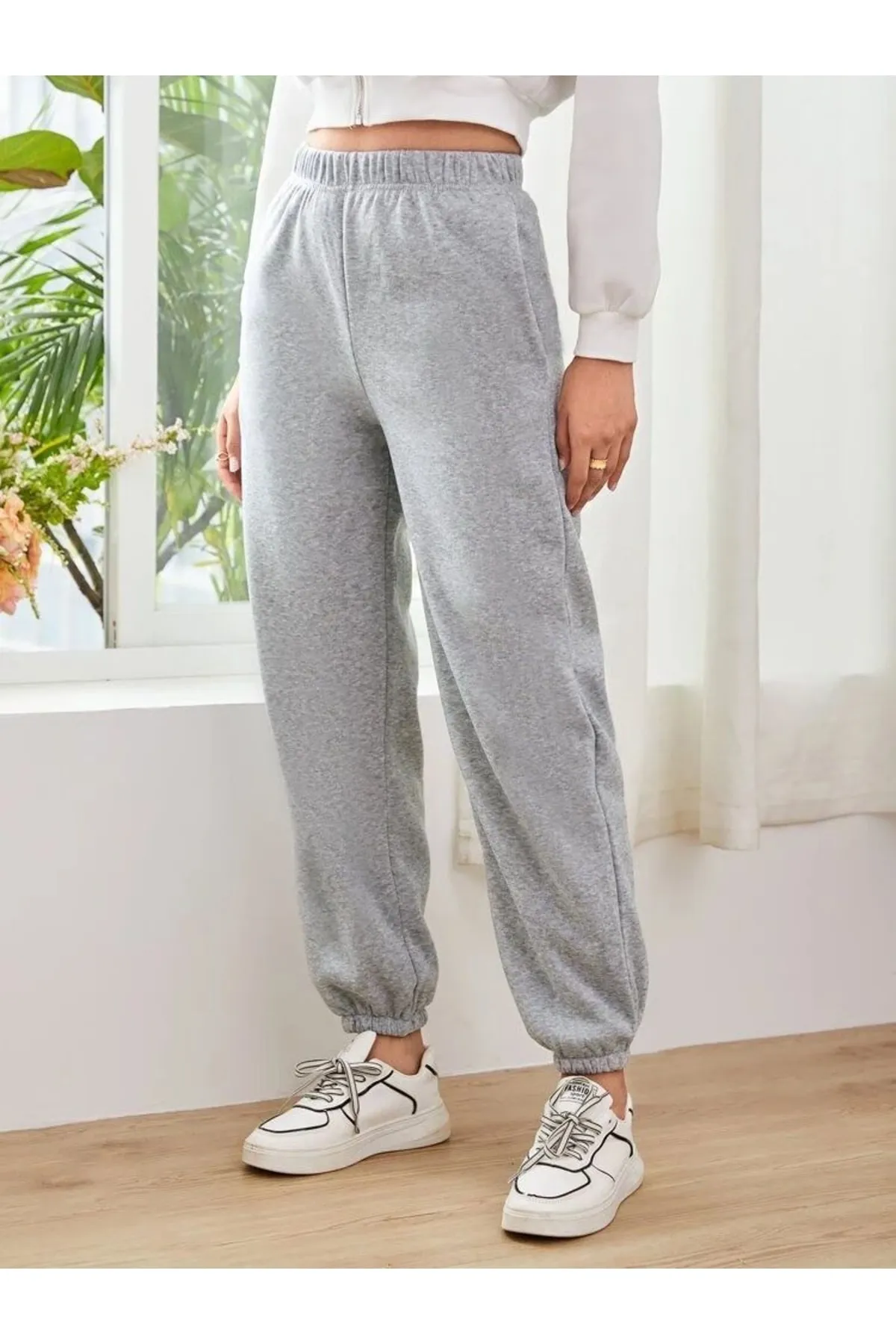 My Blog  Graue Jogger-Jogginghose mit elastischem Bund und Beintaschen