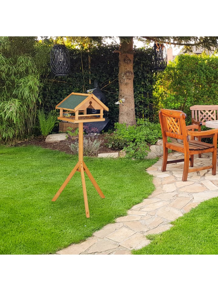 relaxdays Vogelfutterhaus in Natur/ Grün - (B)62 x (H)120 x (T)55 cm günstig kaufen onesize