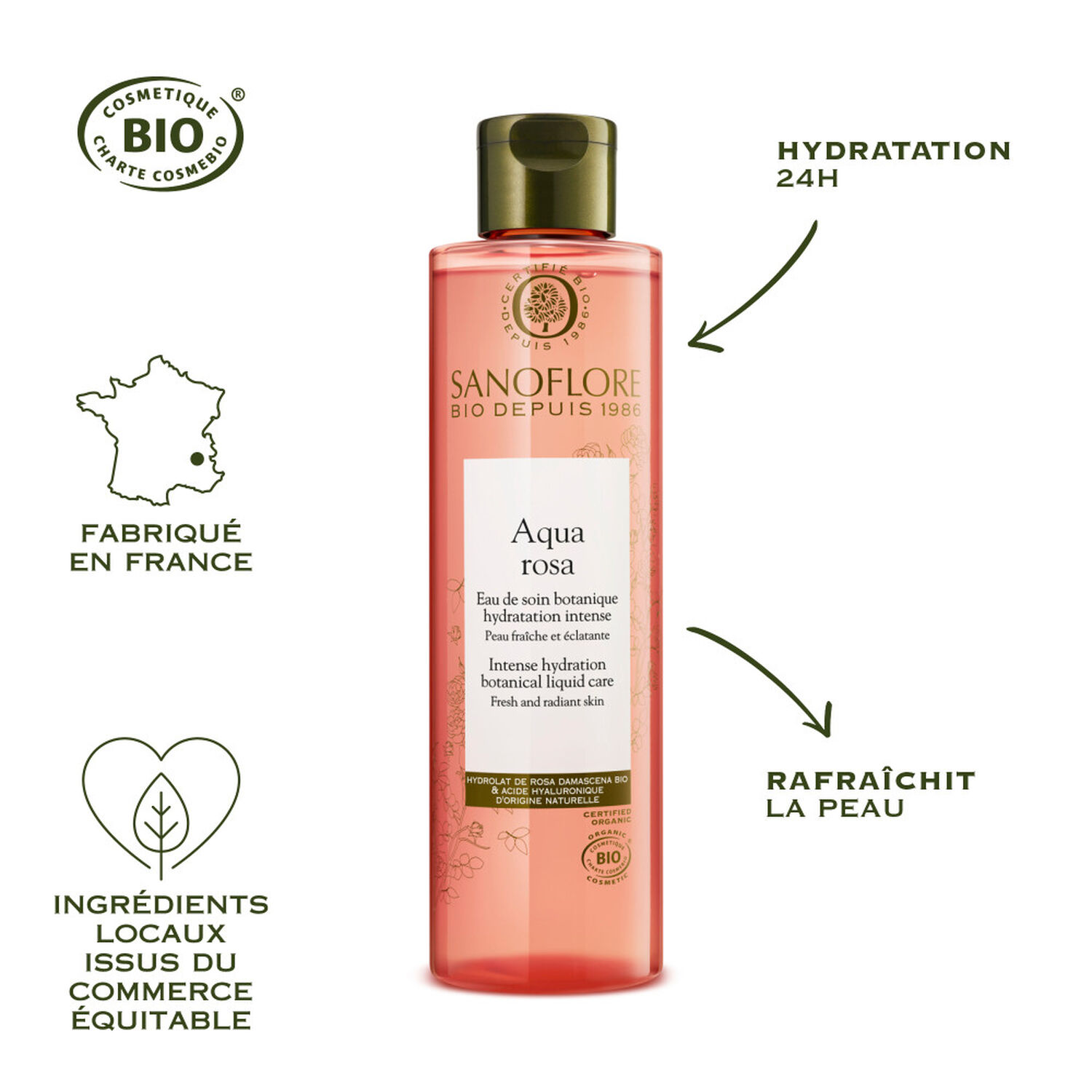 Sanoflore Aqua Rosa Eau de Soin Botanique Hydratation Intense