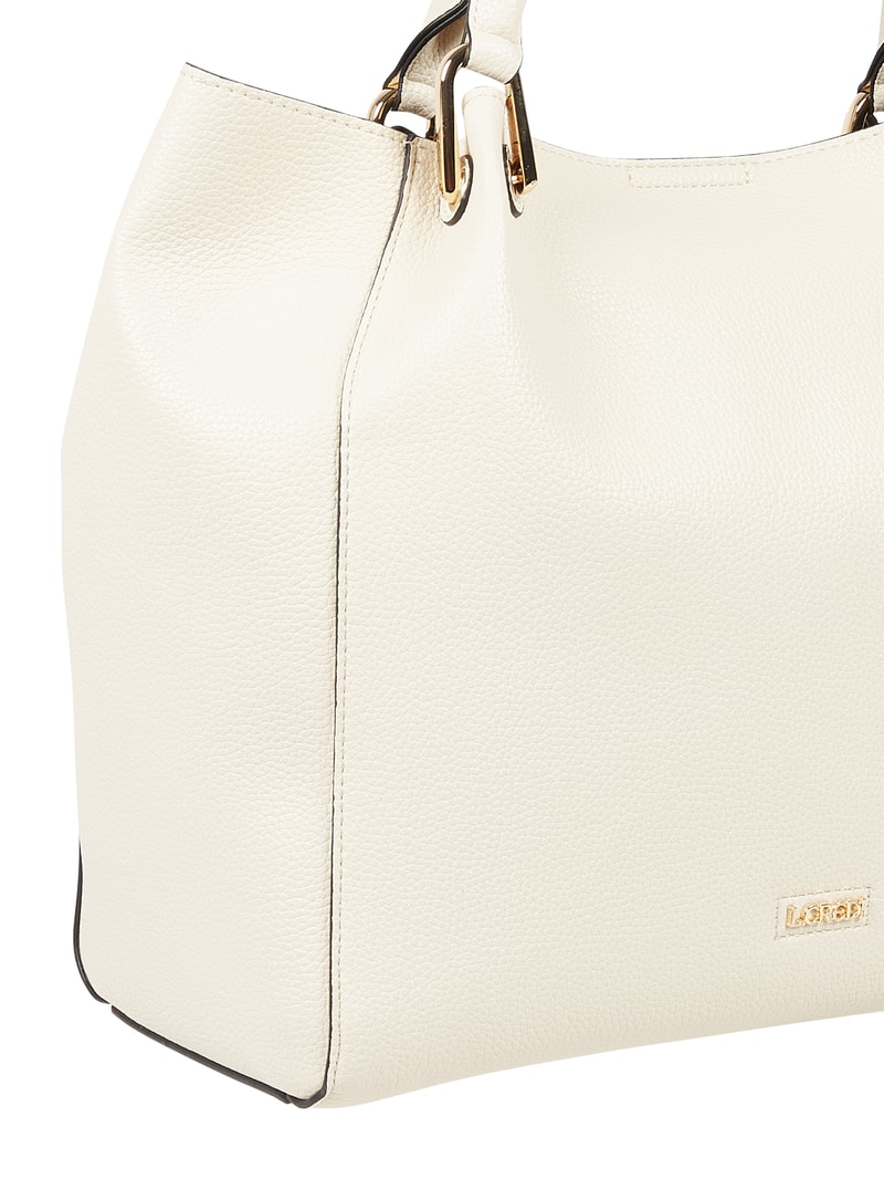 Shopper in Leder-Optik in ecru