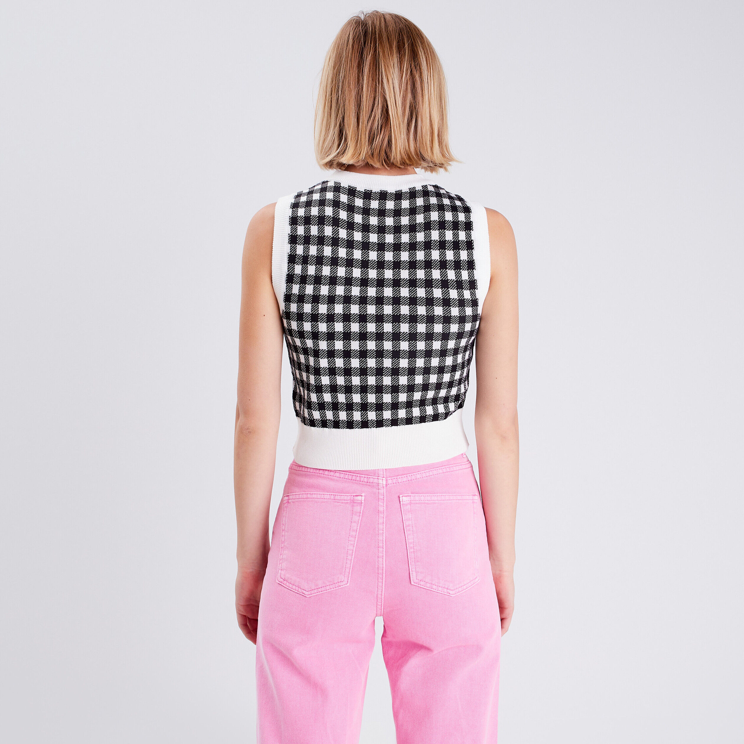 Pull débardeur sans manches noir femme | Cache Cache