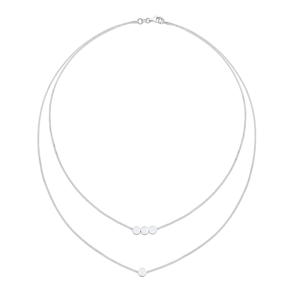 Elli Elli Collier Femme Paillettes Layer Look - (925/1000) Argent collier