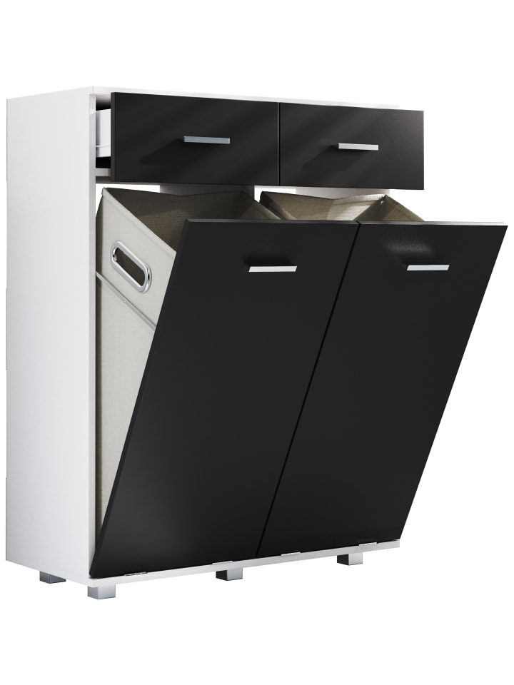 VCM  Wäscheschrank Wäschetruhe Wäschebox Zalo L in Weiß / Schwarz günstig kaufen onesize